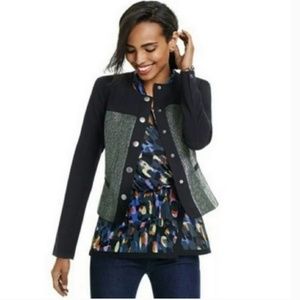 CAbi Mixed Media Button Front Panel Jacket #3036
